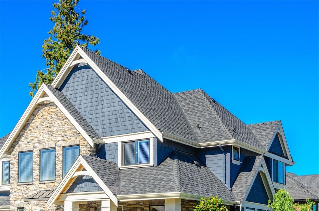 home with blue sky background